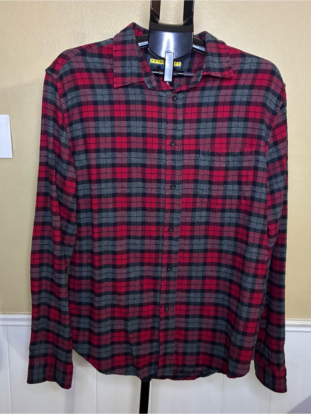Prince & Fox Red and Gray Plaid Button-Down Shirt